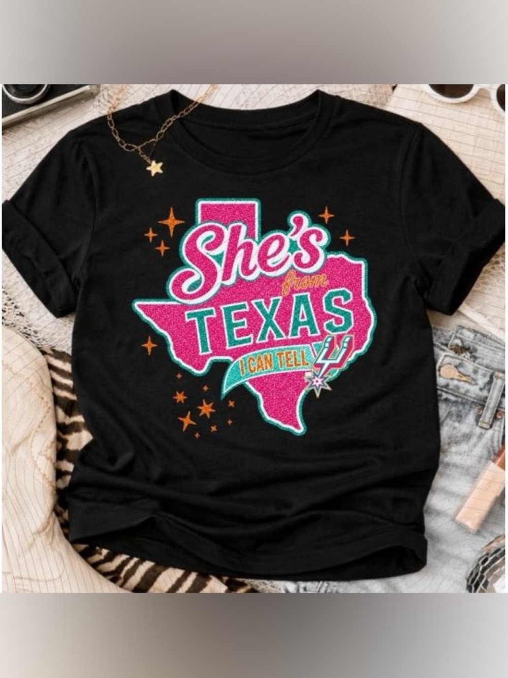 BRAND NEW WITH She’s From Texas Spurs Graphic Tee